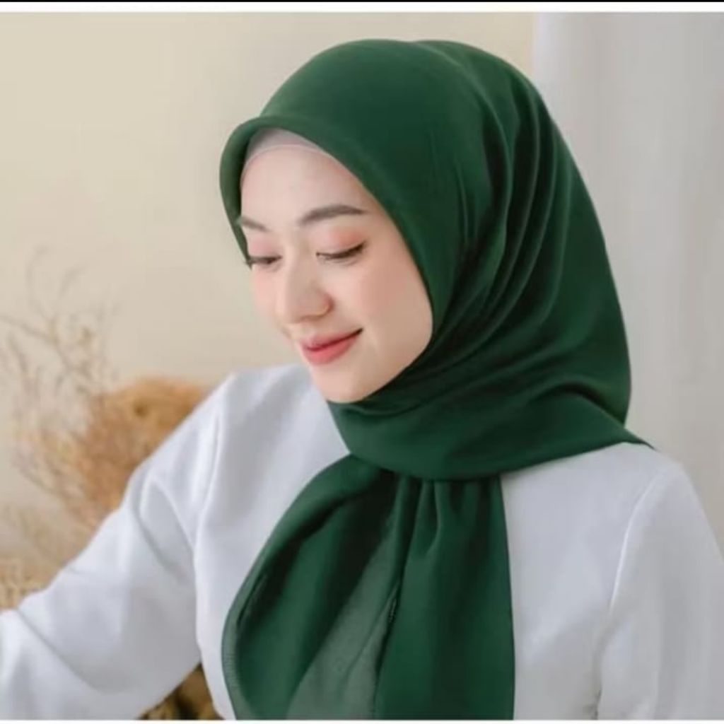 JILBAB SEGI EMPAT PARIS JADUL VARISHA WARNA HIJAU BOTOL/HIJAB SEGI EMPAT PREMIUM