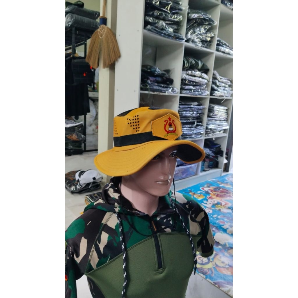 Topi Rimba Kuning Jasmil Premium Custom Logo dan Nama