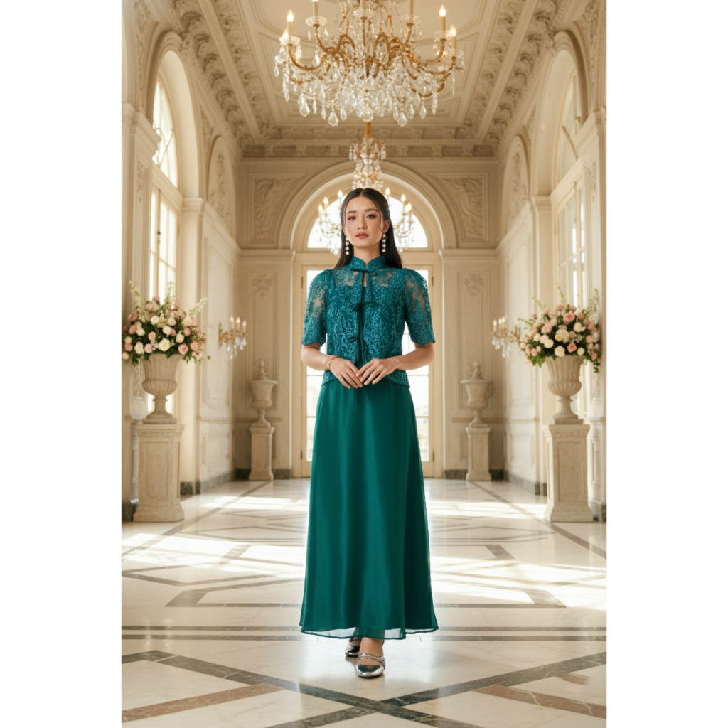 Miss Nomi Kyotto Dress Pesta Inner Outer Mewah Organza Dress Brukat Kondangan Outfit