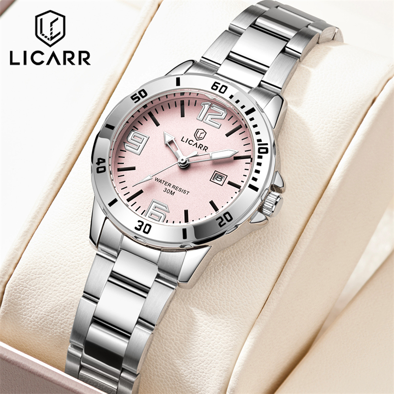 LICARR  Original Jam Stainless Steel Kaca Mineral Kuarsa Merek Jam Tangan Original Wanita Mewah Mode