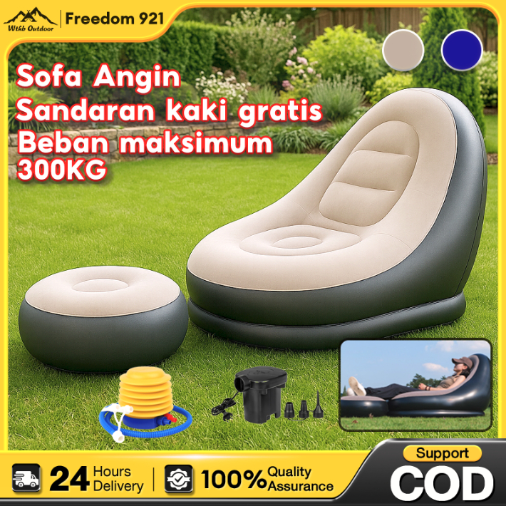Sofa angin jumbo Sofa Santai Angin Portable Sofa Tiup Dengan Sandaran kasur Angin free pompa Bed Ang