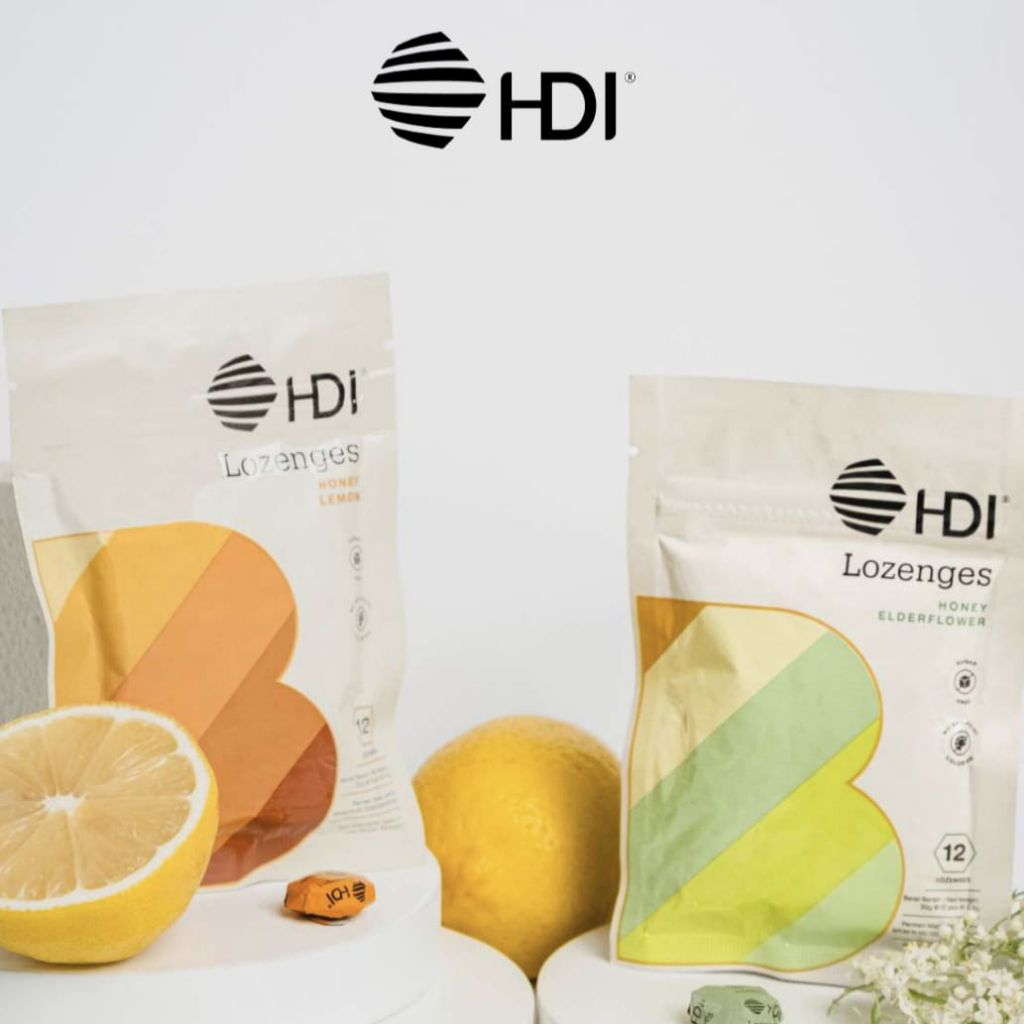 HDI lozenges permen pelega tenggorokan rasa honey lemon/honey elderflower