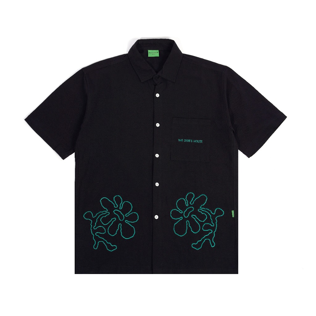 The Don's House ZUXY - Kemeja Linen Lengan Pendek Motif Bordir Slimfit Pria Wanita