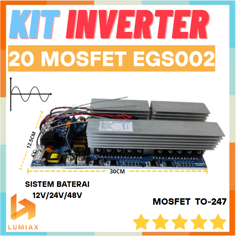 Kit Inverter 20 Mosfet TO 247 20Mosfet Low Frequency inverter DC to AC [mosfet besar] 12V/24V/36V/48