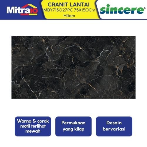 Granit Lantai Sincere MBY715027PC 75x150cm Hitam Glossy