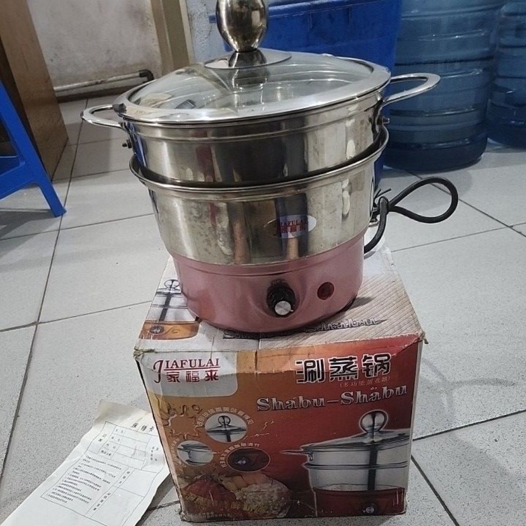 steamer listrik panci listrik 18cm hot pot mini kukusan mini travel pot steamboat mini