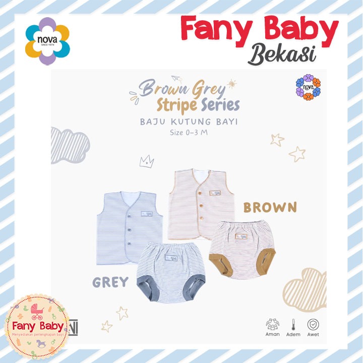 NOVA SETELAN BAJU BABY GARIS KUTUNG CELANA POP GARIS 0-3 BULAN