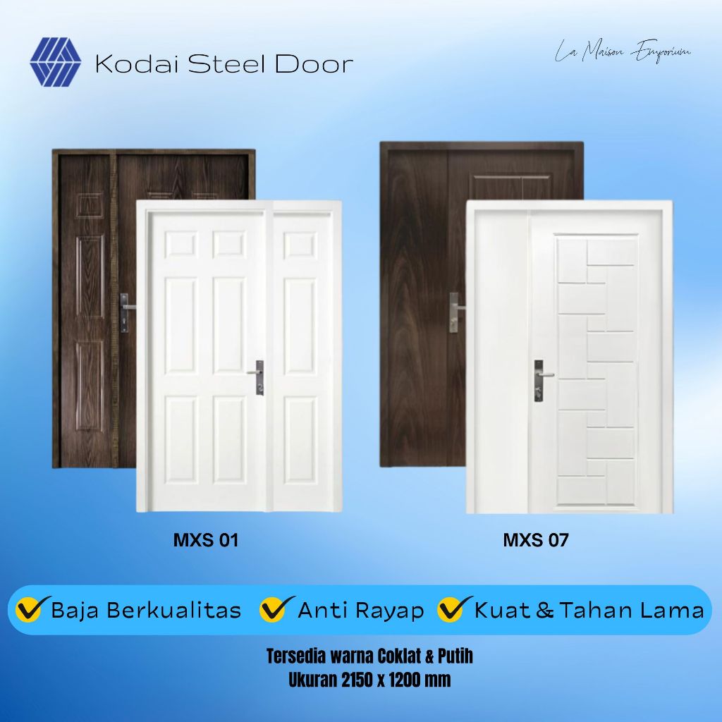 PINTU BAJA KODAI STEEL DOOR  215 x 120 / PINTU KAMAR UTAMA 2 PINTU / PINTU BESI TAHAN PANAS