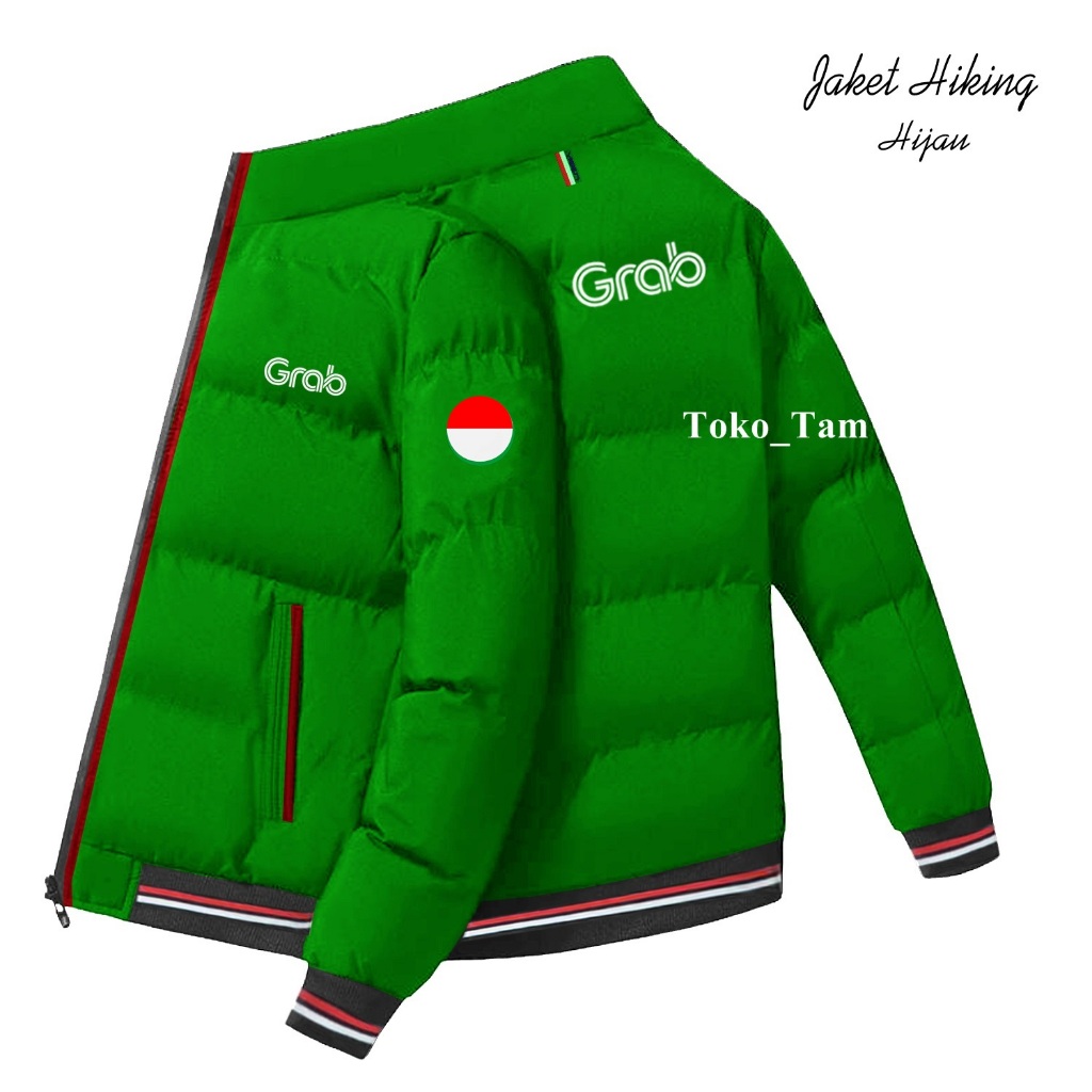 Jaket windbreakers distro driver ojol grab grabbike grabfood waterproof jaket taslan zipper grab gra