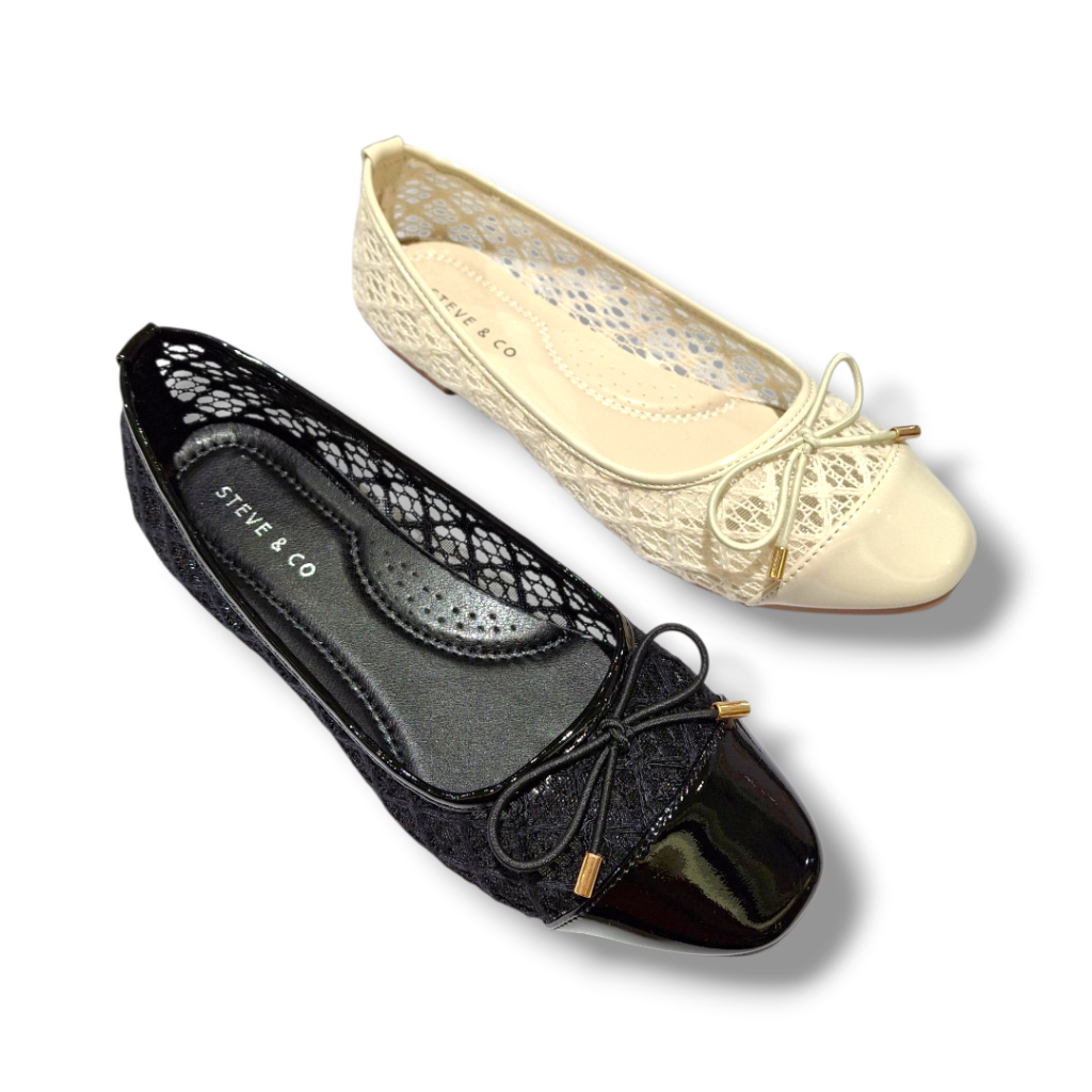 STEVE & CO S1392 flatshoes rajut wanita warna black/beige