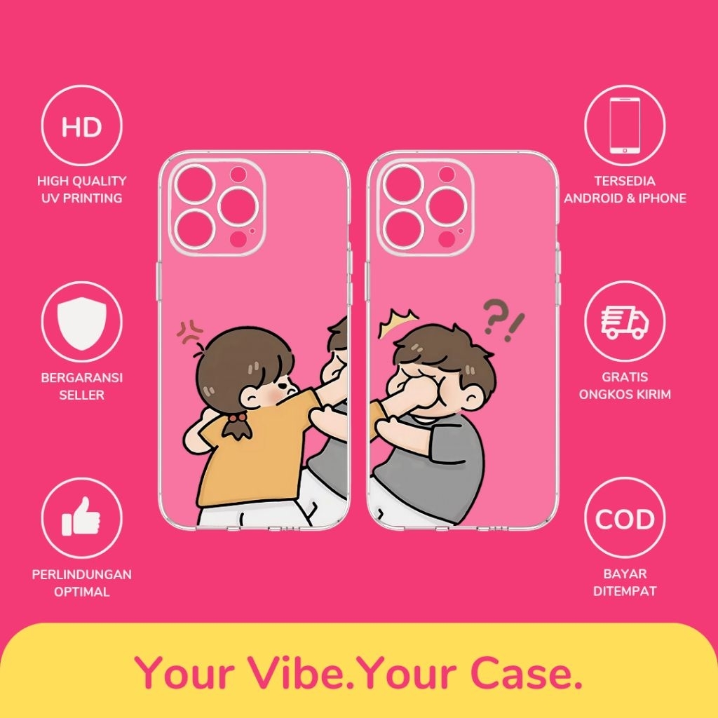 Custom Case Couple Desain Boy & Girl Untuk All Type Hp Bahan Softcase Anticrack Lucu Cute Casing Cas