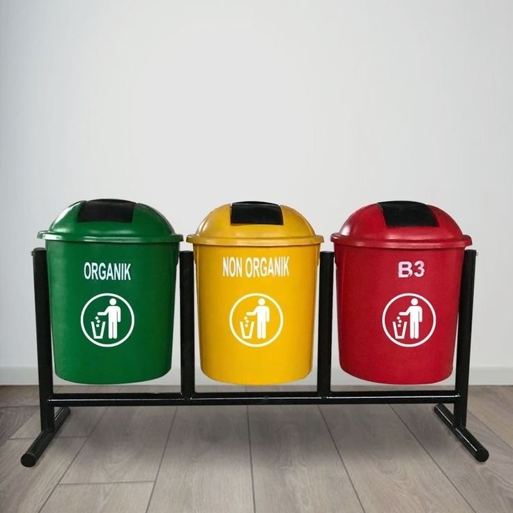 Tempat sampah fiberglass 3in1 - 50 Liter