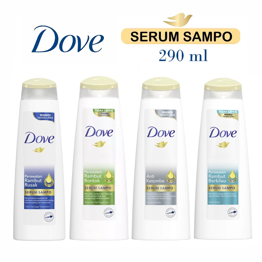 DOVE Serum Sampo Shampo Shampoo 290 ml Rambut Berkilau Rusak Rontok Ketombe