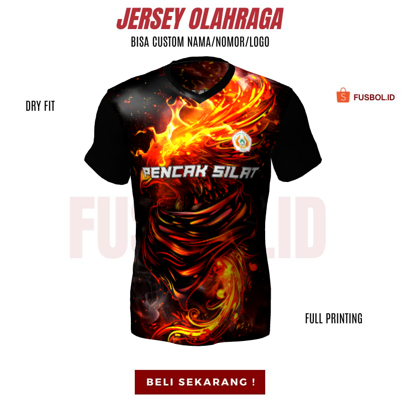 Kaos Jersey Pencak Silat Hitam Motif Api Garuda 101