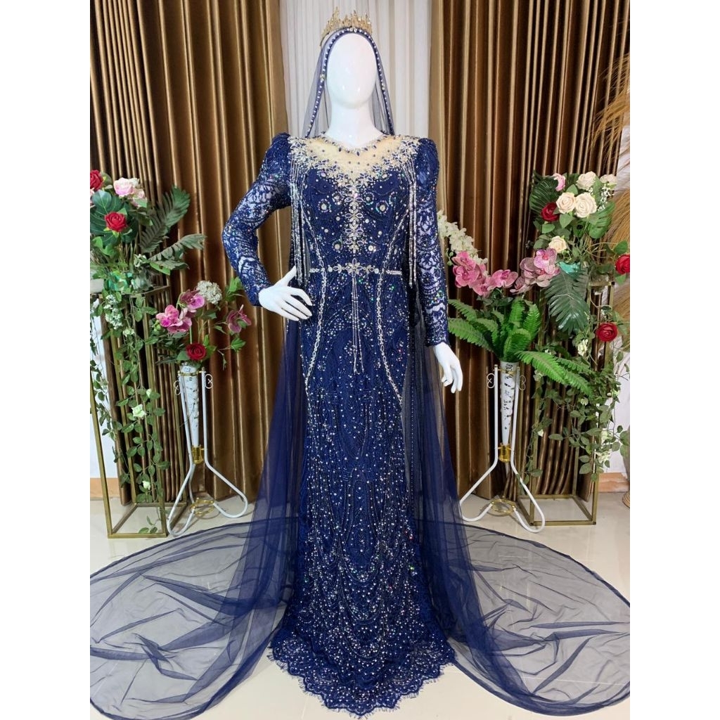 Gaun Pengantin Slim Navy