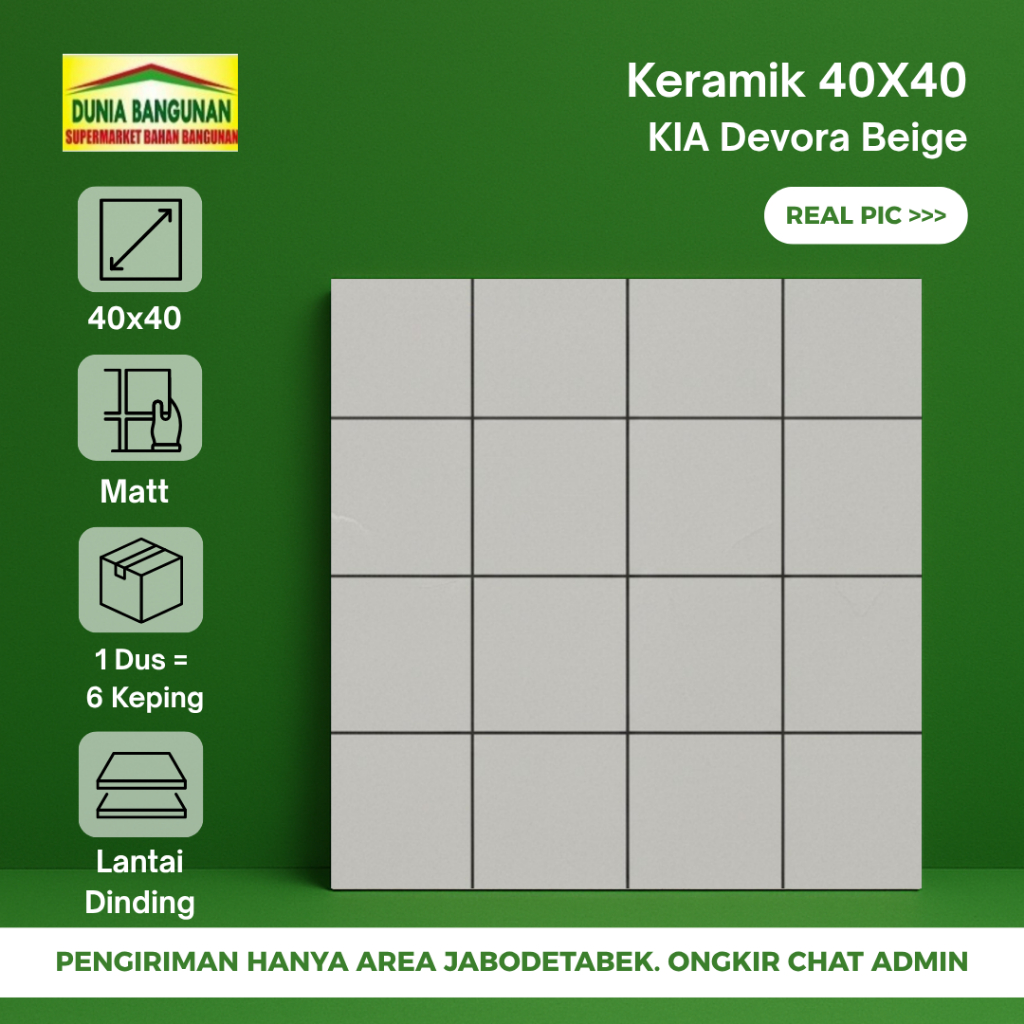 Keramik Lantai 40x40 KIA December Grey Keramik Lantai Matt Kasar Kamar Mandi Garasi Teras