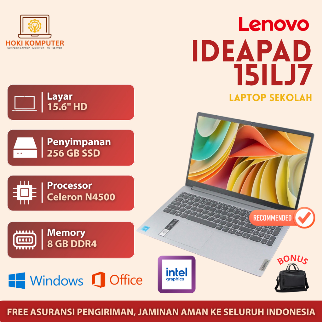 BARU Laptop Lenovo IP1 - 15IJL7 Intel N4500 Ram 8GB SSD 256GB / SSD 512GB 15.6" - murah 3 Jutaan