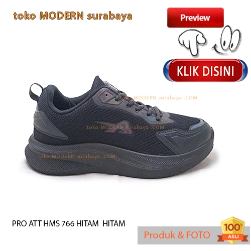 Sepatu sekolah unisex casual sneakers tali PRO ATT HMS 766 HITAM / HITAM