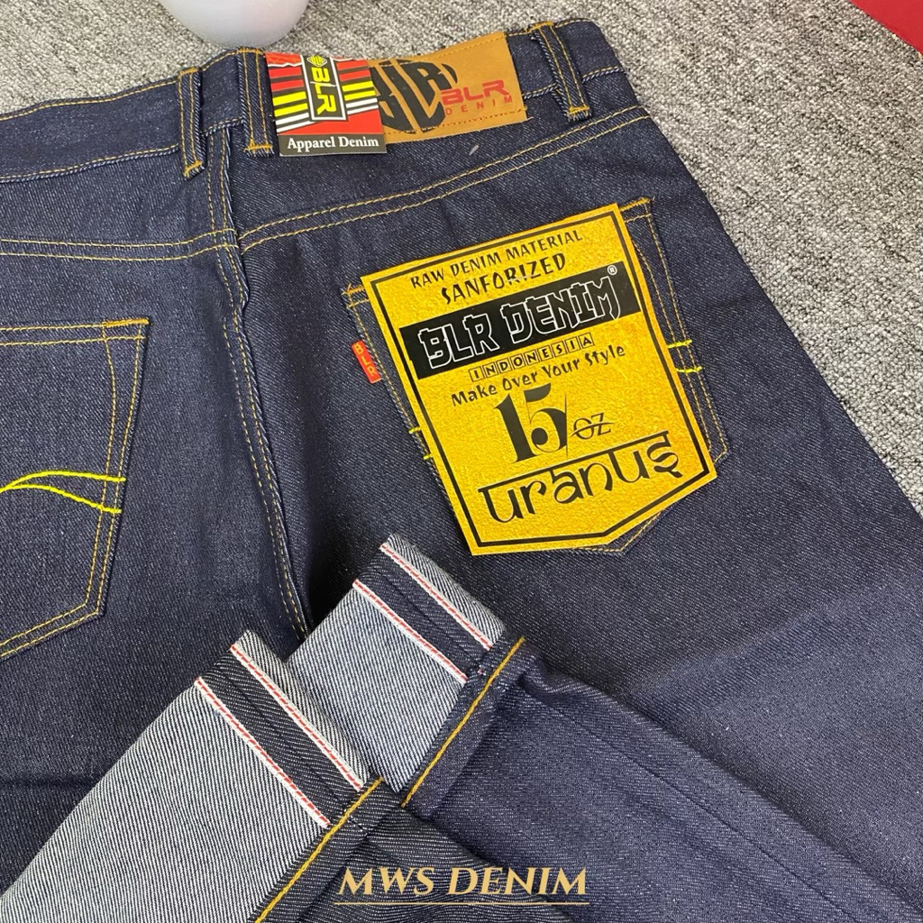 BLR DENIM - CELANA DENIM SELVEDGE 15oz SANFORIZED RAW DENIM KAKU INDIGO FADING Art URANUS