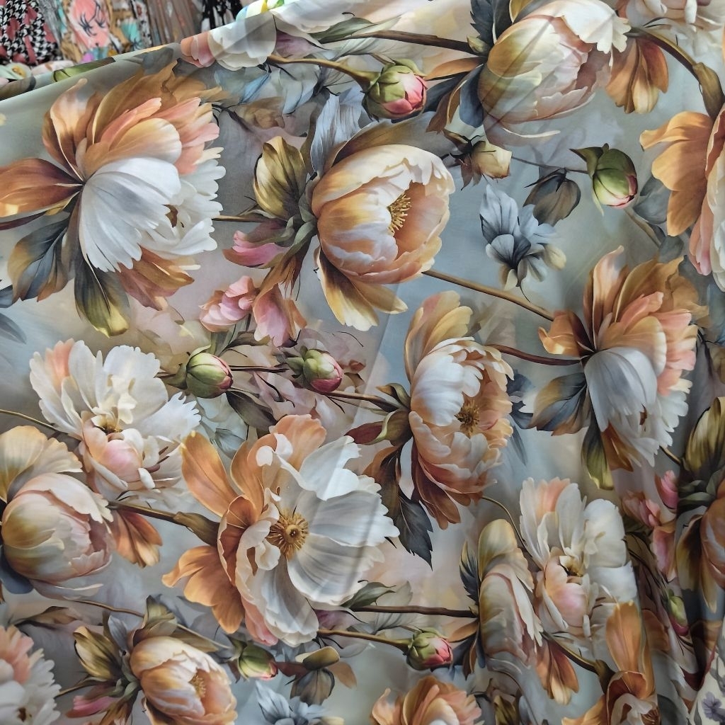 KAIN RAYON VISCOSE PREMIUM MOTIF BUNGA BESAR - KAIN RAYON MOTIF KEMBANG BESAR HARGA/0,5M
