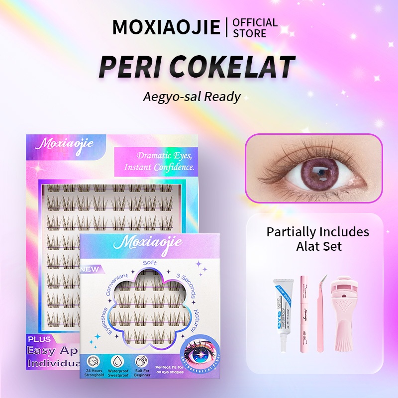 Moxiaojie PERI COKELAT Bulu Mata Palsu  Eyelash Extensions Cokelat Bulu Mata Palsu Natural Bulu Mata