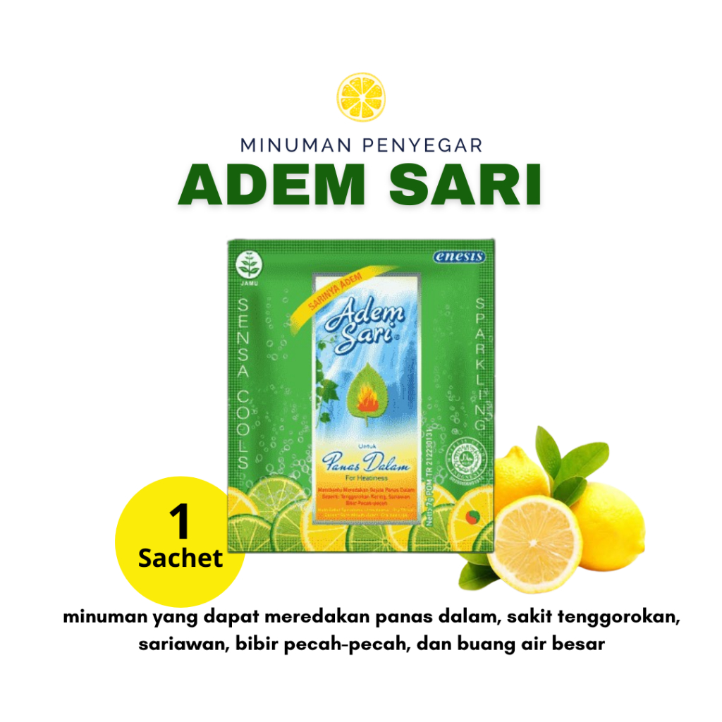Ademsari 1 Sachet Ekstrak Citrus Lemon Sari Lang Teh Minuman Penyegar Tenggorokan Pereda Panas Dalam