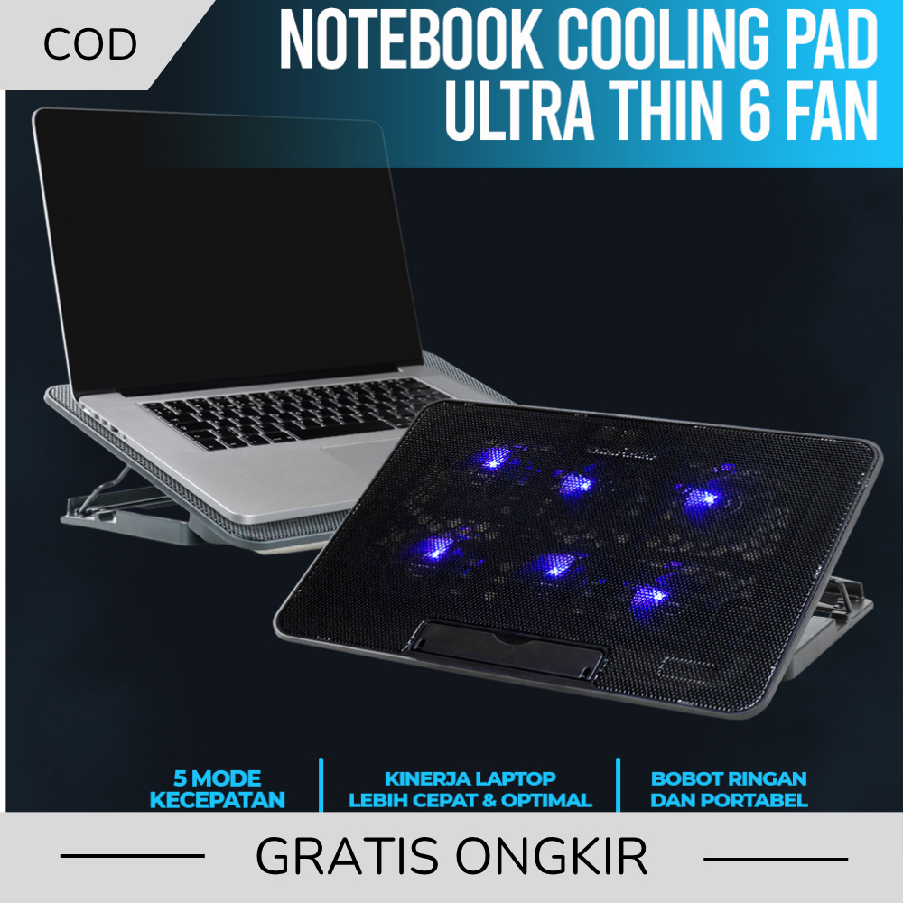 Cooling pad Pendingin Laptop Kipas Fan Pendingin Laptop Portable 6 Fan Adjustable