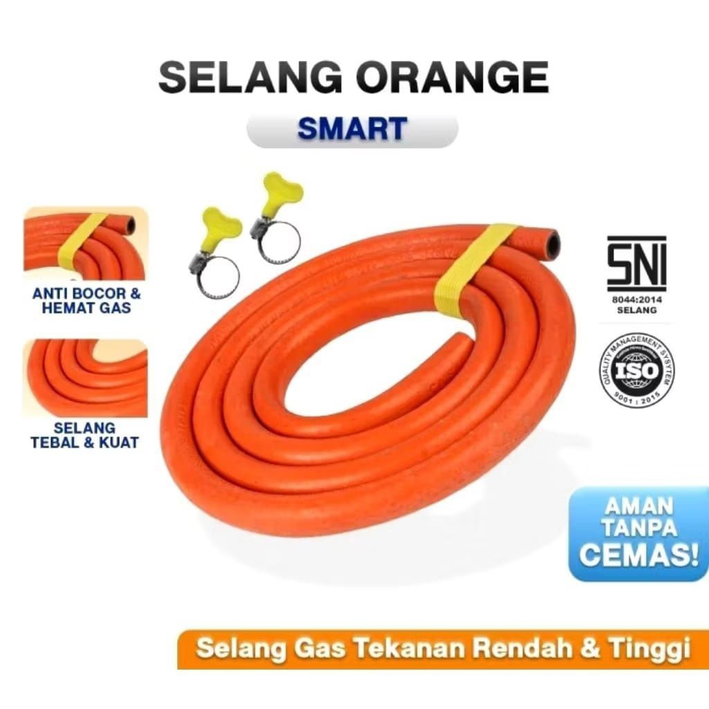 selang gas tekanan tinggi selang kompor gas lpg selang gas orange dua lapis bonus pengait selang