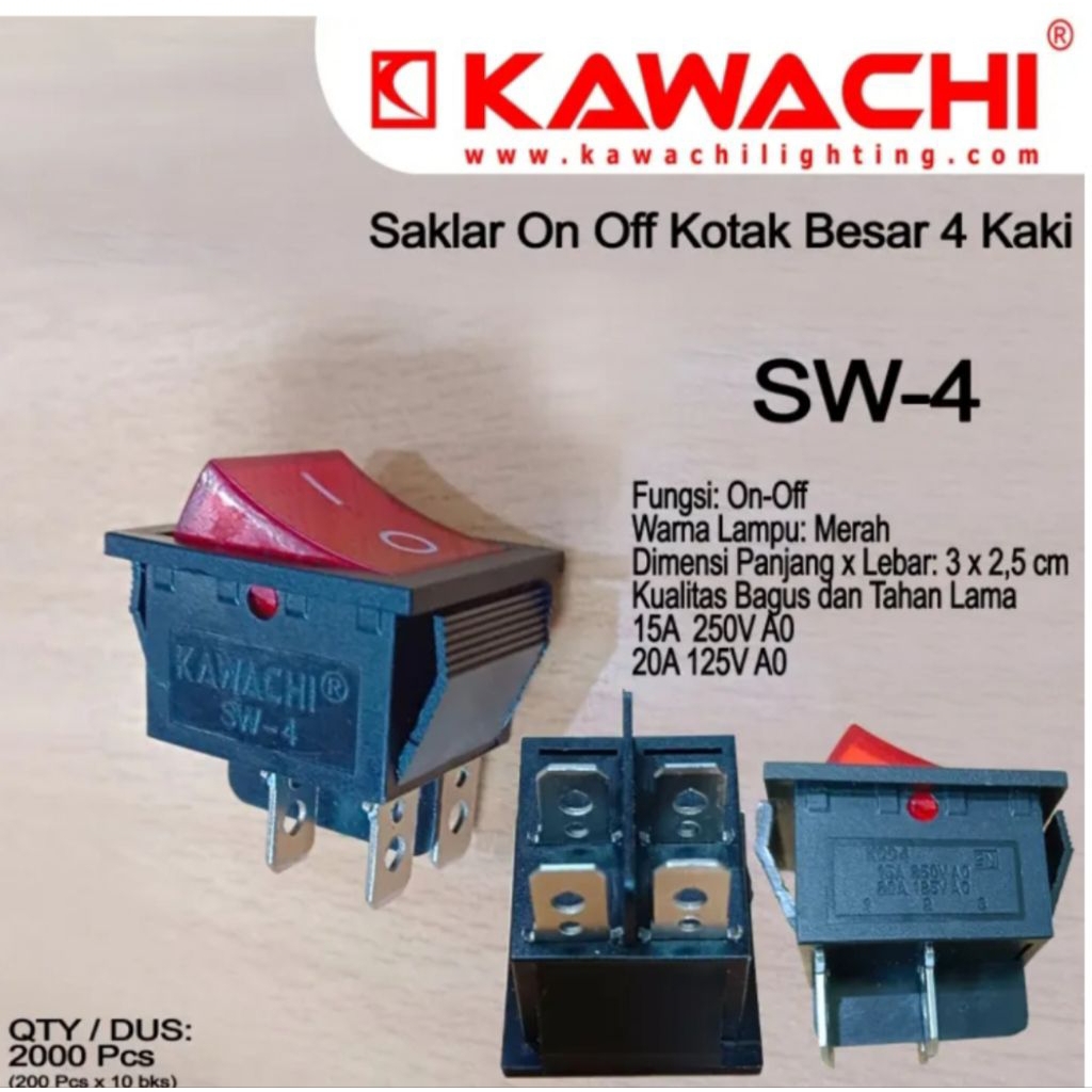 Switch Lampu SW 4 Kawachi saklar on off kotak besar - saklar kotak besar on off - saklar lampu kotak