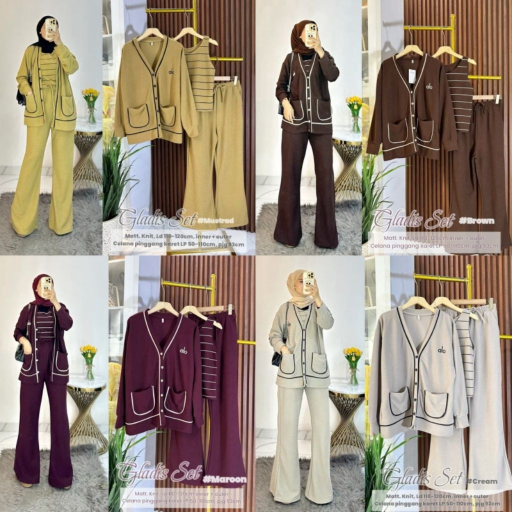 Gladis Set Setelan Baju Dewasa Set Baju Dewasa Baju Dewasa Knit Fashion Muslim Busana Muslim