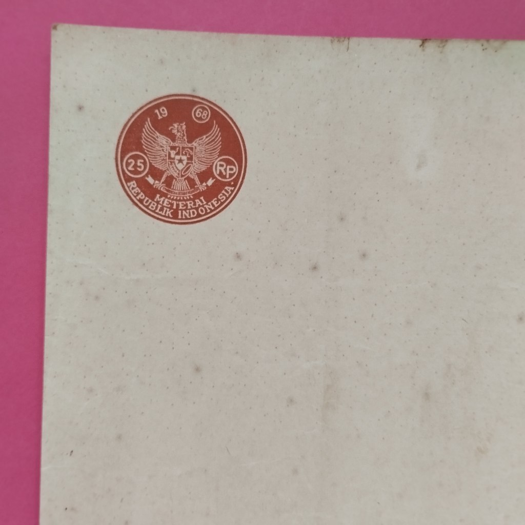 Kertas Segel Rp 25 Tahun 1968 Double