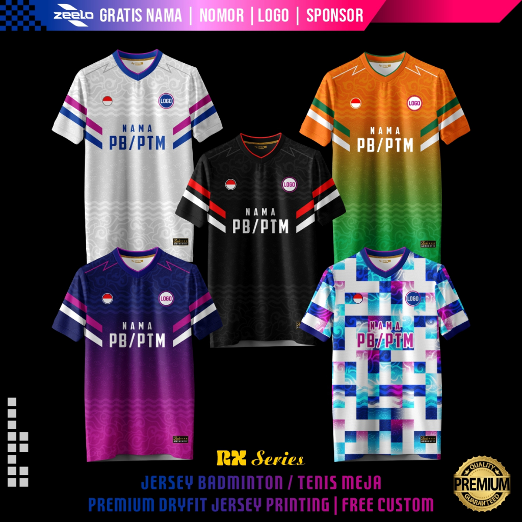 Baju Jersey Badminton & Tenis Meja Dewasa & Anak /  Bulu Tangkis / Pingpong Custom Nama & Logo Satua