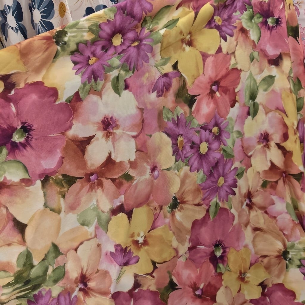 KAIN KATUN RAYON VISCOSE PREMIUM MOTIF BUNGA BESAR - KAIN RAYON MOTIF KEMBANG BESAR HARGA PERSETENGA