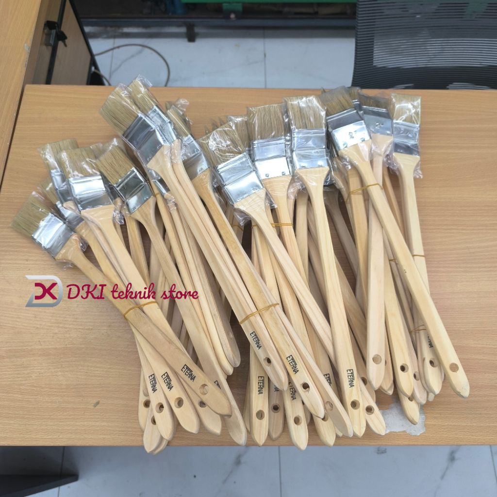 Kuas Cat Bengkok 1 2 3 Inch Eterna Kuas Cat Gagang Kayu Panjang 40 Cm Koas Kuas Bengkok