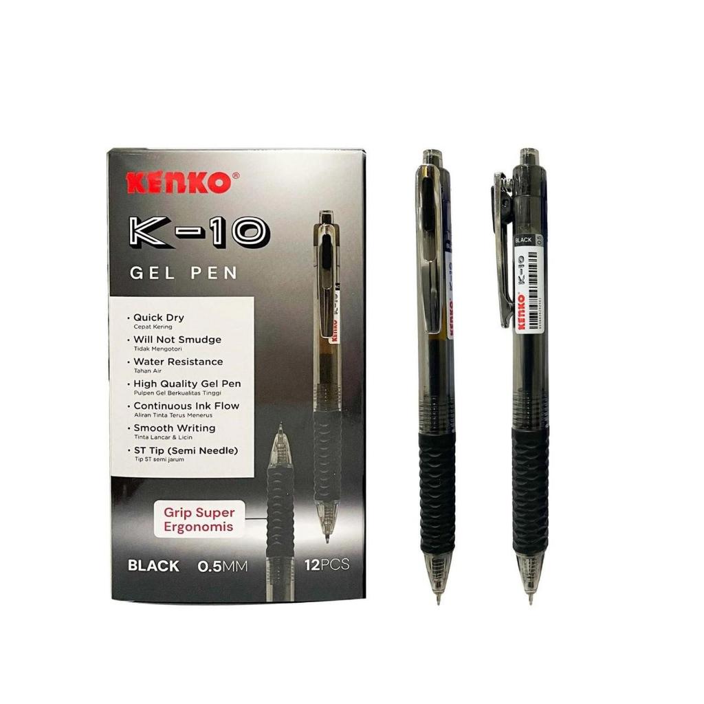 Kenko Gel Pen K-10 High Quality 0.5mm Retractable Original (1 PCS) / Ballpoint Bolpen Pulpen Cetek K