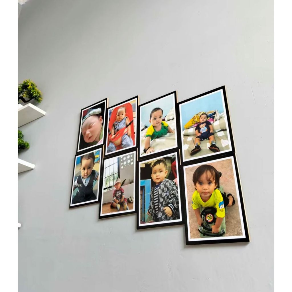Skycreative Cetak Foto Dapat 8pcs dengan Bingkai Mdf Ukuran 15X20 CM (8 PCS) Ukuran 6R Dipasang di D
