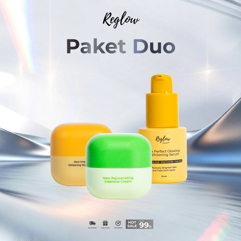 REGLOWPAKET DUO LEBIH HEMAT PAKET GLASKIN KOREO DAN PAKET GLOWING  CREAM SERUM ORIGINAL COD