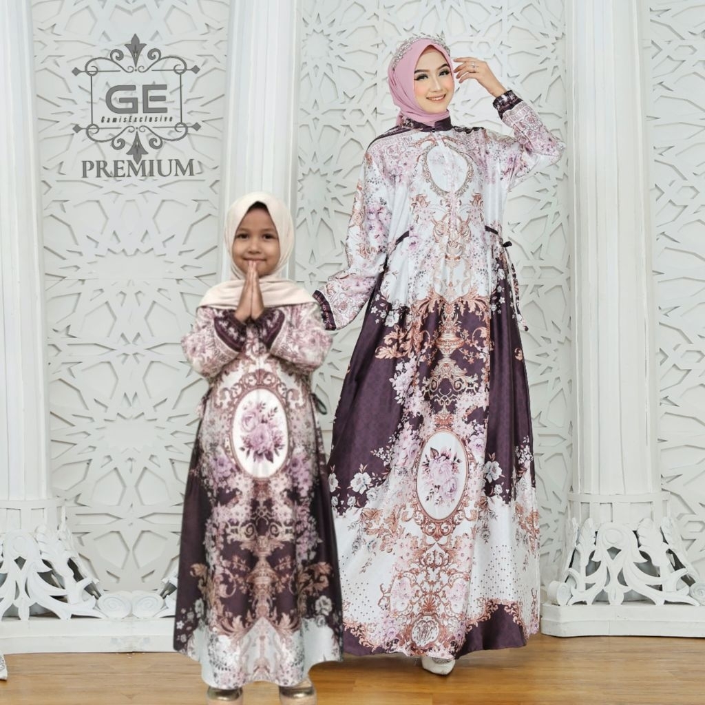 Baju Dress Gamis Anak Mewah Burgundy Navy Motif Sultan Rangkayo Bahan Armani Silk Premium Lembut Dan