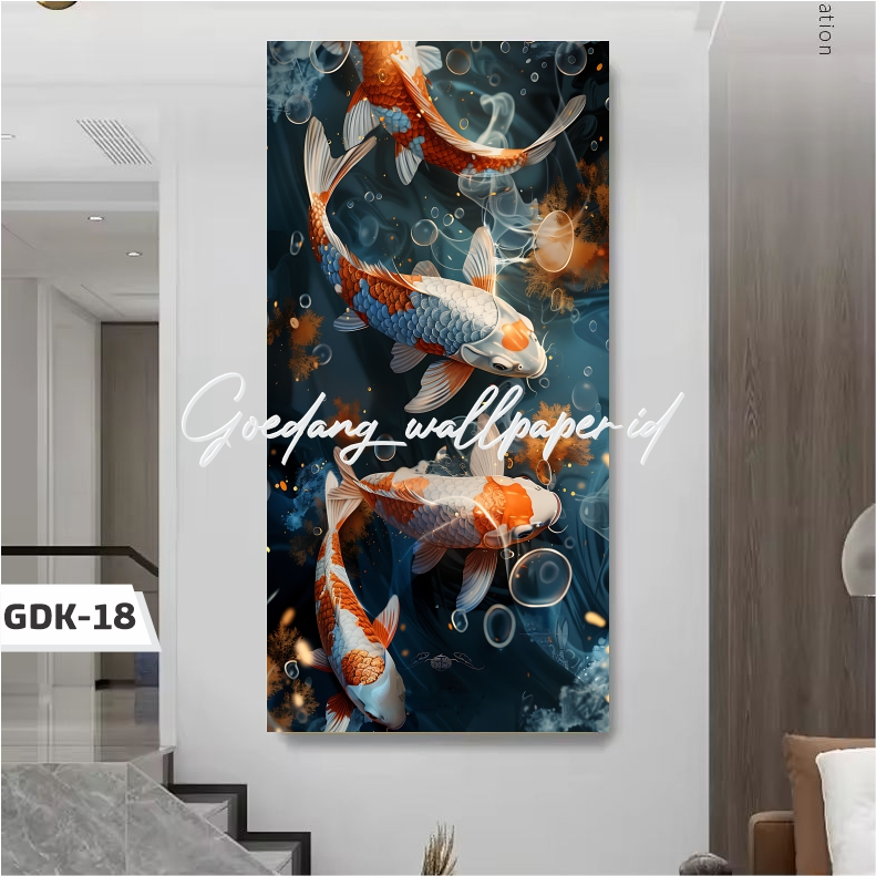 BEST PICTURE Wallpaper dinding koi wallpaper dinding ikan koi 3D stiker dinding ikan koi 3D bahan vi