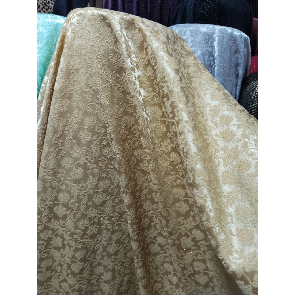 Bahan Kain Jaguard Glitter Embos