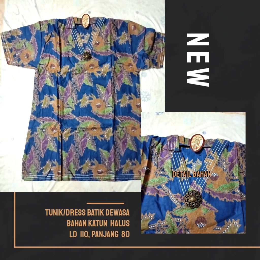 TUNIK/DRESS BATIK WANITA LENGAN PENDEK