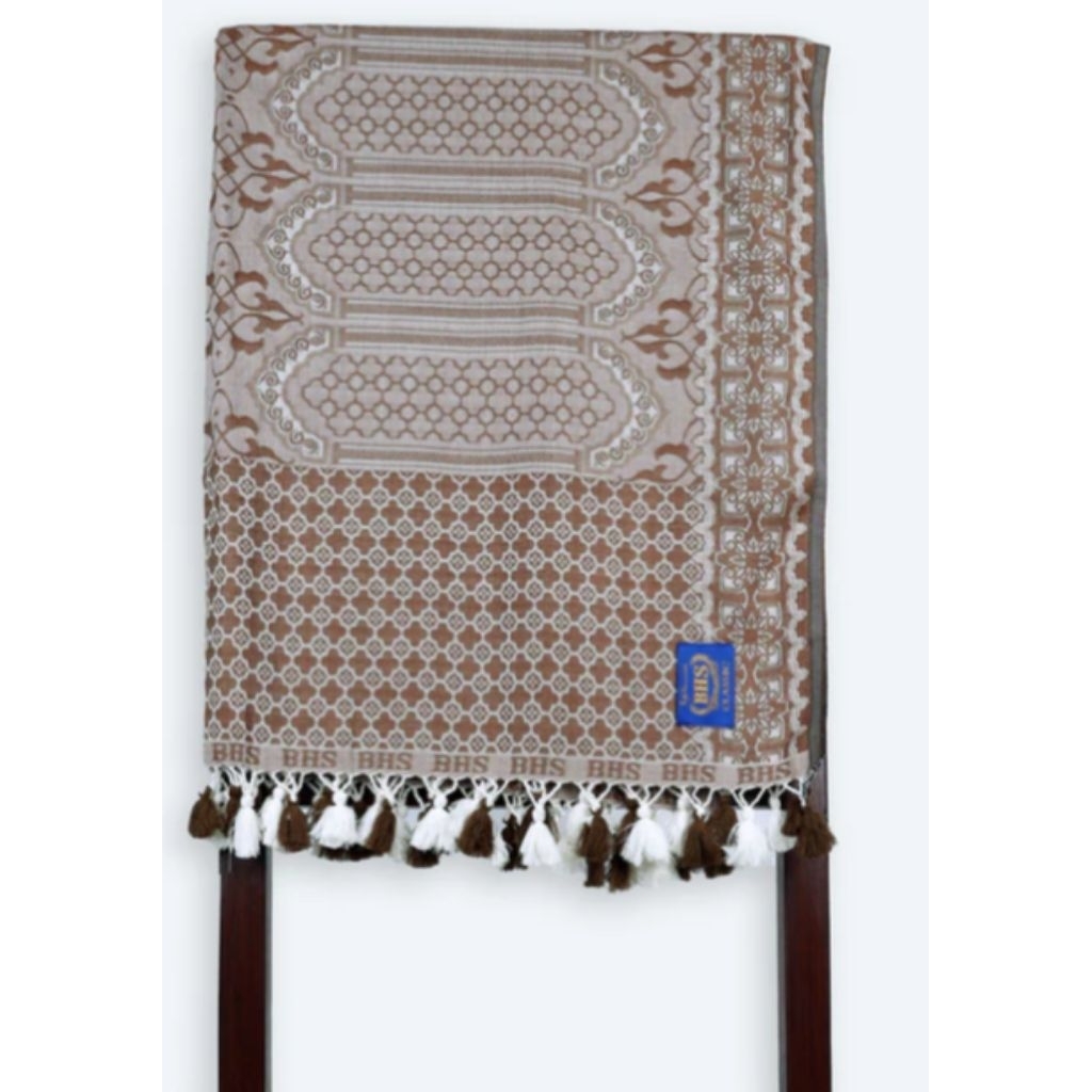 Surban Subaiyah BHS Classic Motif Jacquard Coklat 03
