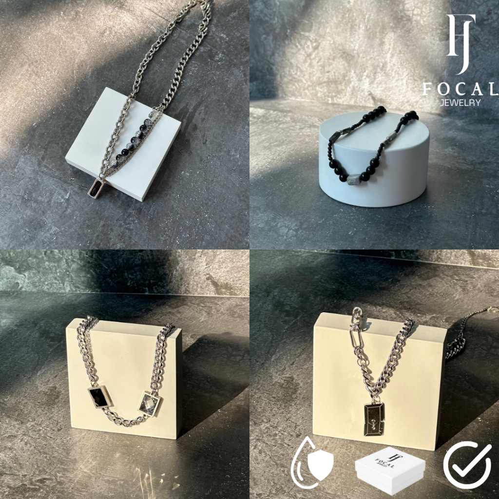 Textured Cube Necklace Kalung Pria / Kalung Titanium Anti Karat Kalung Liontin Pria Kalung Aesthetic