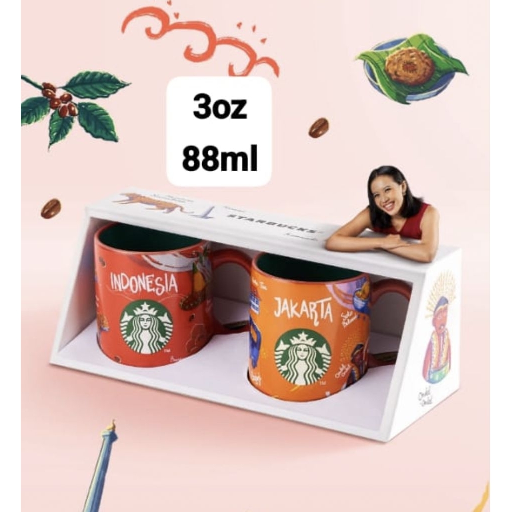 Starbucks City Collection Mug Demitase INDONESIA & JAKARTA Size 3oz 89ml Year 2025