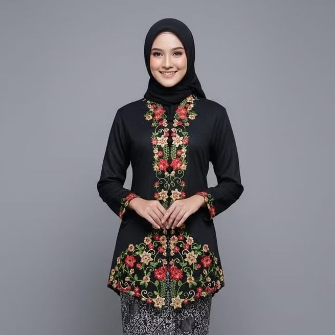 Zahrah Gallery - Kebaya Encim Kombinasi Warna Bahan Katun Premium/Kebaya Encim Bordir Kombinasi Warn