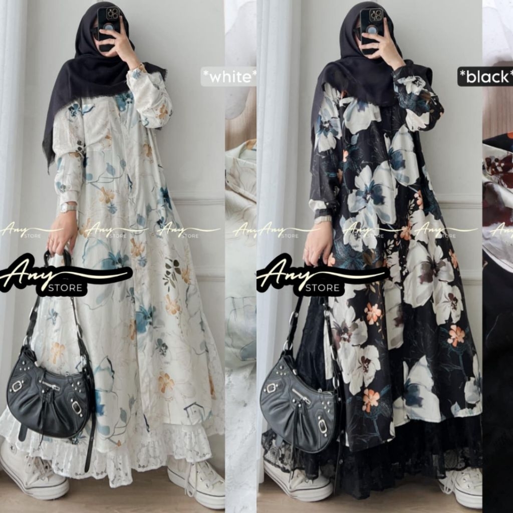 ANY - Zilka Set | Oneset Wanita Tunik Rayon Premium + Rok Plisket Premium Kekinian