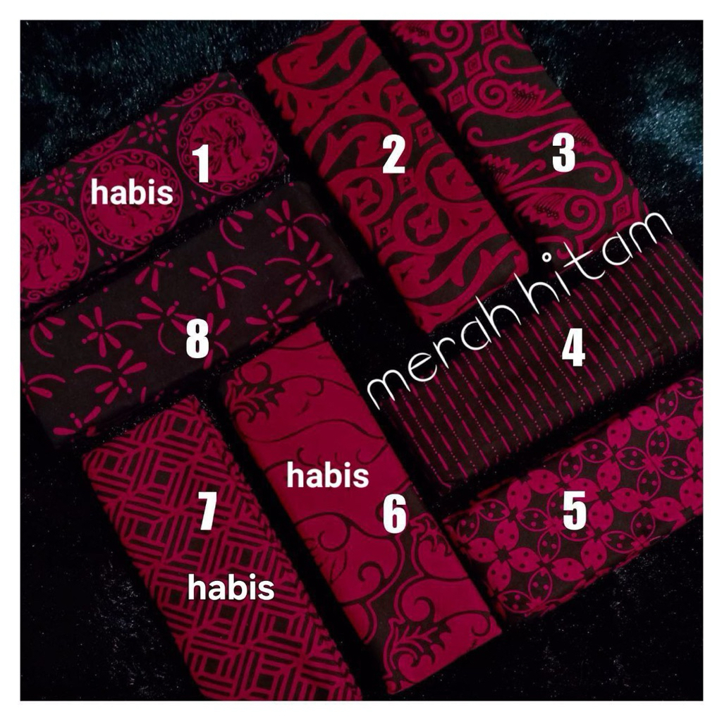 Kain Batik Cap Garutan  Warna Hitam Merah series Kain Batik Meteran Seragaman - Kain Batik Bahan Kat