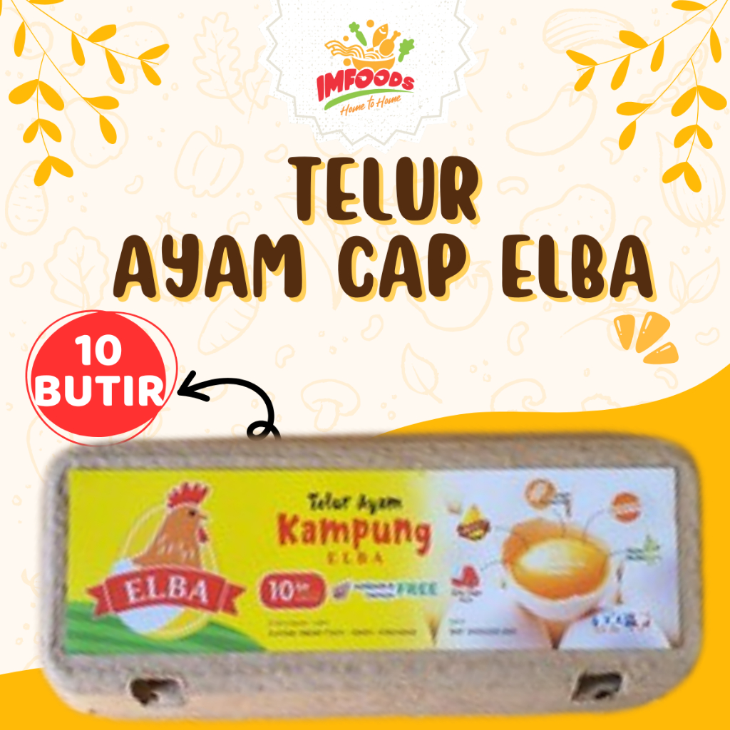 Telur ayam kampung 10 butir / Cap Elba / omega 3/ Telur ayam kampung segar / Telur omega / Imfoods