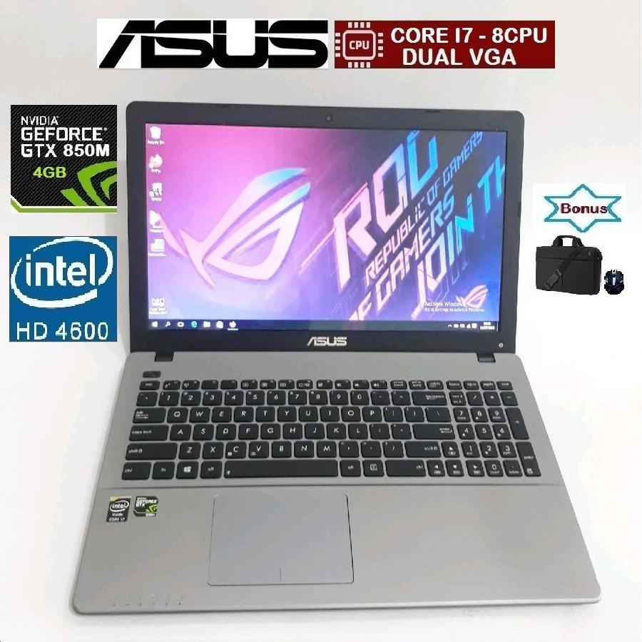 LAPTOP GAMING DESAIN ASUS CORE I7 RAM 16GB SSD 512GB DUAL VGA NVDIA GTX
