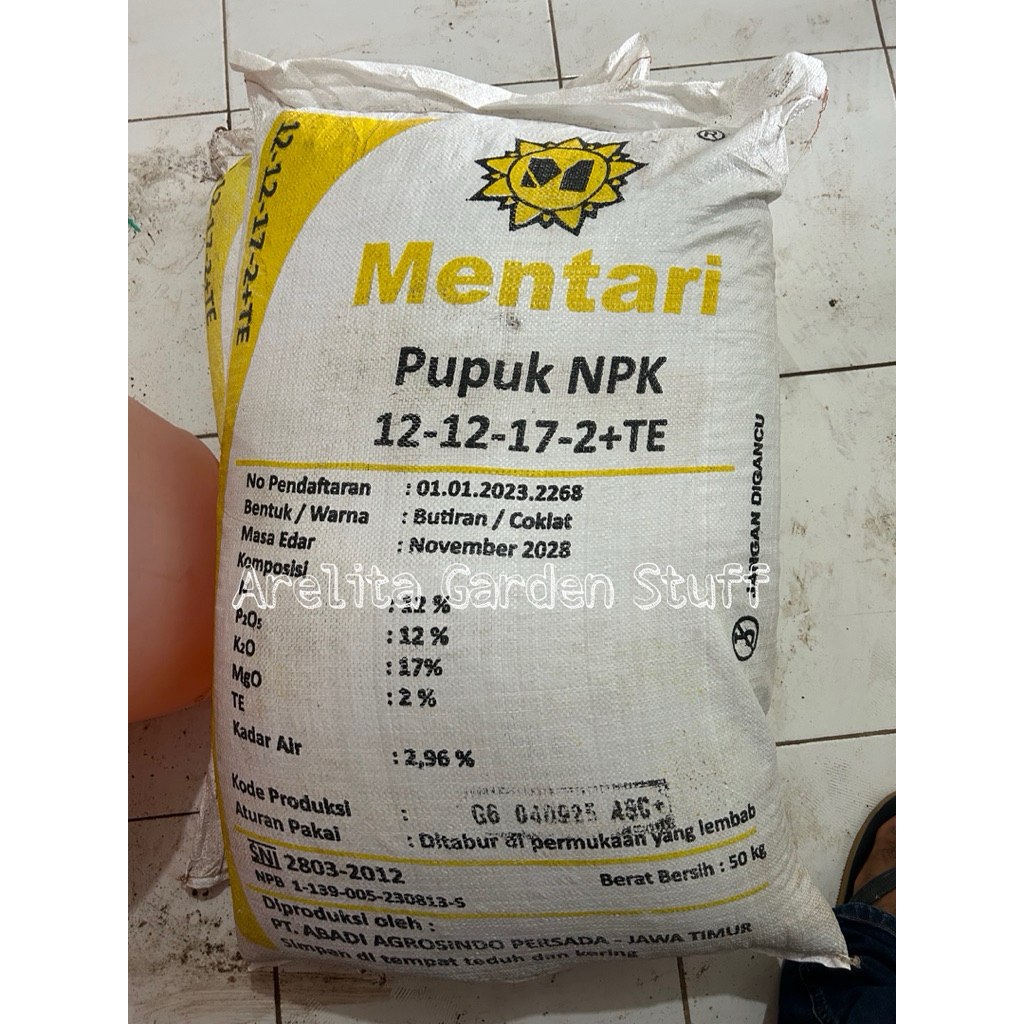 Pupuk NPK Mentari 12-12-17-2 + TE Kemasan 50kg